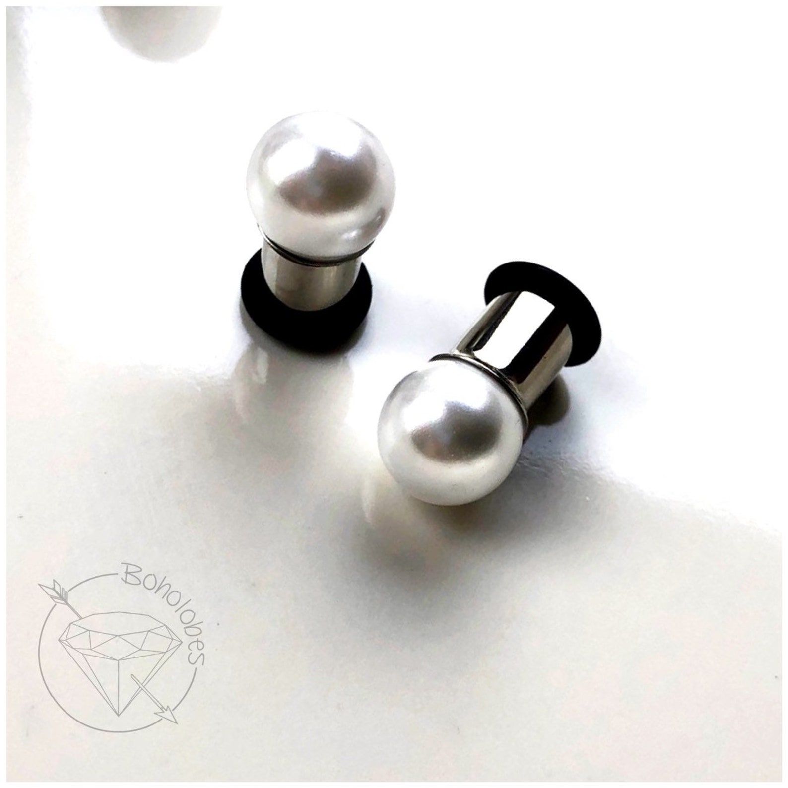 Pearl ball plugs wedding plugs single flare plugs tunnels 12g Etsy