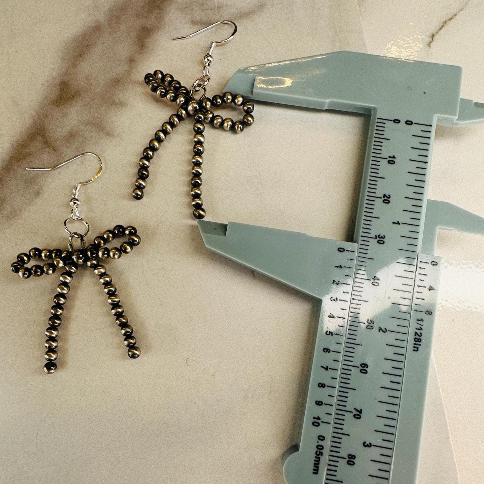 Navajo Pearl Sterling Silver Bow Earrings Genuine Beads - Etsy
