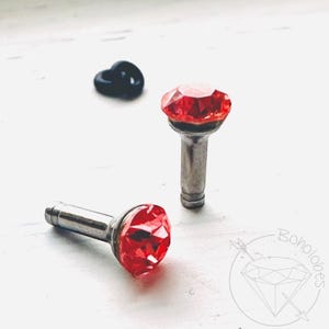 Crystal Steel Single Flare Tunnels: 6mm Austrian Faceted Gem | Crystal Gauges | Rhinestone Plugs 14g 12g 10g 8g 6g 4g