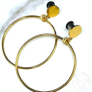 Gold wire Hoop single flare plugs gauges tunnels 6g 4g 2g 1g 0g 11/32&quot; 00g 7/16&quot; 1/2&quot; 9/16&quot; 5/8&quot; 3/4&quot; 7/8&quot; 1&quot;