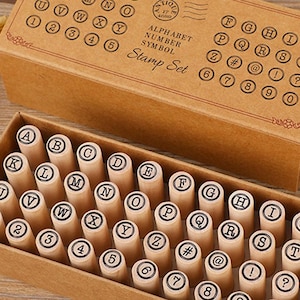 Lot de 40 tampons lettres en bois, alphabets vintage, tampons numériques, tampons encreurs, tampons agenda
