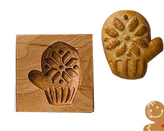 Drewniany stempel do ciastek w kształcie rękawiczek: Forma do pieczenia na święta