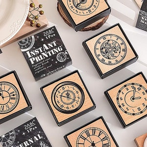 Vintage Clock Rubber Stamps (6 pcs) - Planner, Journal, Diary