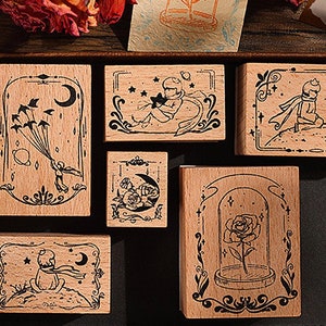 Rose & Frame Rubber Stamps: Journal Scrapbook Decoration (6 pcs)