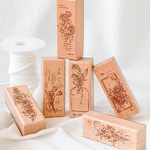 Rose Stamp, Flower Rubber Stamp, Vintage Wooden Stamp, Decoration Stamp, Floral Stamp, 6 Styles
