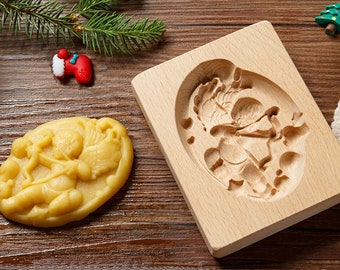 Wooden Cupid Cookie Mold, Beech Wood Cookie Stamp, Embosser