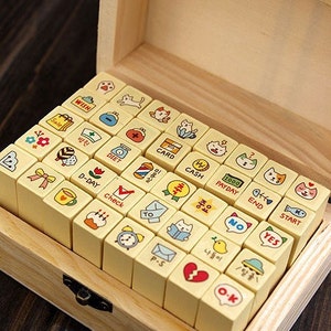 ON SALE - 40 Pcs Cat Style Wood Stamp Set -- Rubber Stamp -- Deco Stamp - AH201653