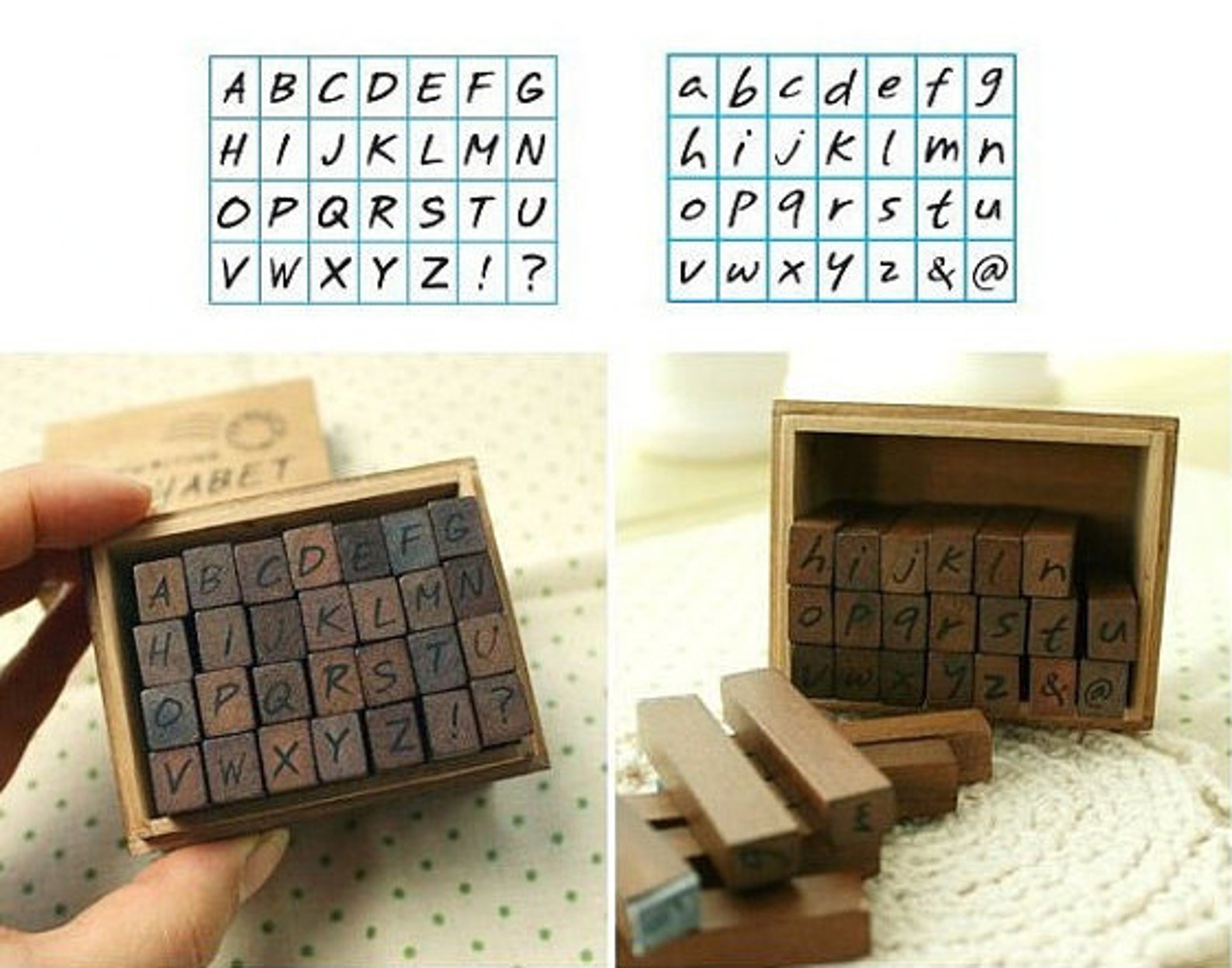Vintage Alphabet Stamp Set Wooden Rubber Stamp Set Etsy