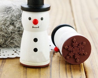 1 Piece Snowman Stamp -- Wooden Rubber Stamp -- Diary Stamp -- 4 Styles can choose-AHA5247