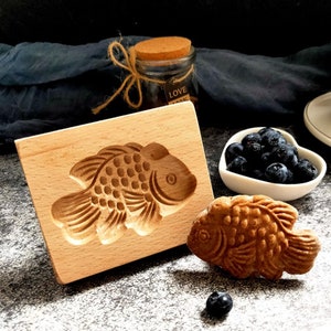 Cookie Cutter, Fish Wooden Cookie Mold, Cookie Embosser for Cookies, Great British Bake Off, Wood Cookie Stamp