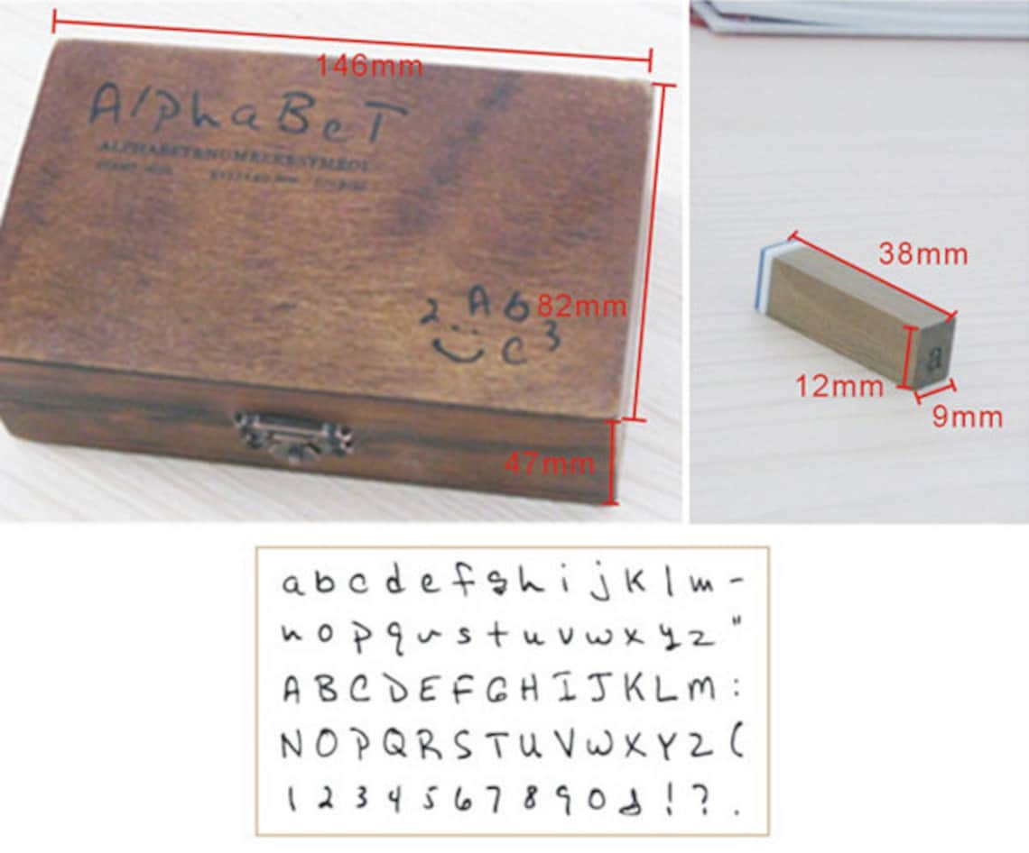 Vintage Alphabet Stamp Set Wooden Rubber Stamps Rubber Etsy
