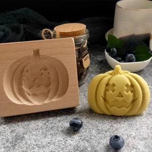 Pumpkin Wooden Cookie Mold, Wood Cookie Stamp, Cookie Embosser for Cookies, Cookie Cutter for Gingerbread