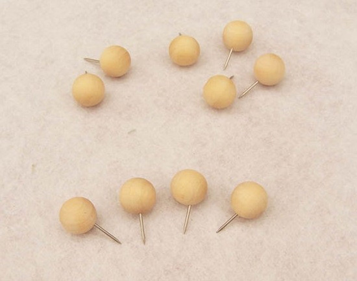 10 Pcs Push Pins Wooden Push Pin Push Pin AH202862 Etsy