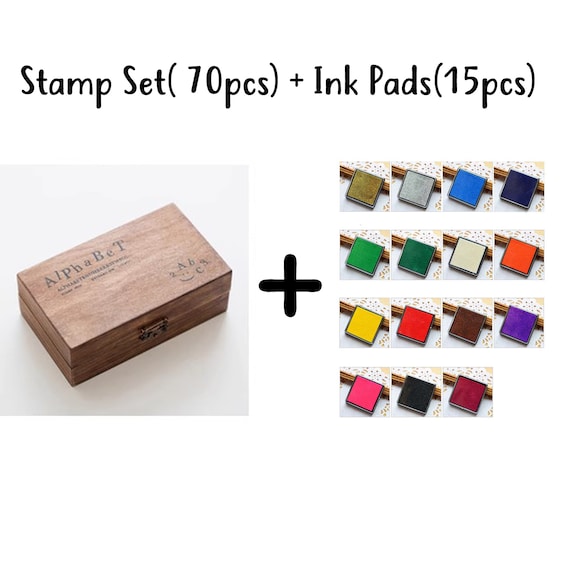 Vintage Alphabet Stamp Set70pcs, Rubber Letter Stamps With Wooden Box, Ink  Pad Set15pcs AHA5255 -  Hong Kong
