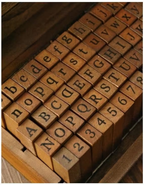 Alphabet Stamps: Letter Stamps, 36 Pieces Letter Stamps for Clay, Number  Stamps with Wood Storage Box, Alphabet Stamp Set for DIY Scrapbook, Gift