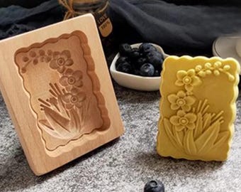 Iris Blumen Keksform: Prägeform aus Holz für Lebkuchen