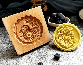 Wooden Cookie Cutter, Flowers & Leaves Gingerbread Cookie Mold, Biscuits Stamp, Xmas Gift