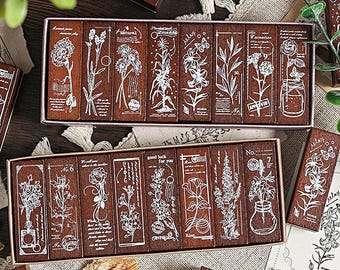Vintage Flora Stamp Set: Botanical Scrapbook Stamps