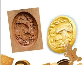 Christmas Cookie Cutter, Wooden Cookie Mold, Cookie Embosser for Christmas Cookies, Wood Cookie Stamp