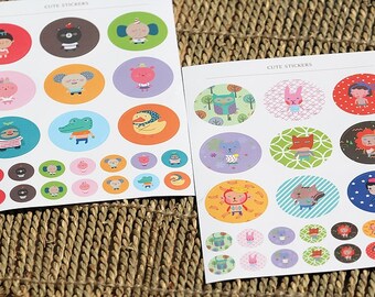 Paper Sticker - Cute Stickers - Masking Sticker - Diary Sticker - Deco Sticker - 2 sheets - AH204199