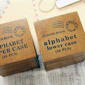 Vintage Alphabet Stamp Set Wooden Rubber Stamp Set Rubber Stamps Lowercase plus Capital-AHS201383 image 1