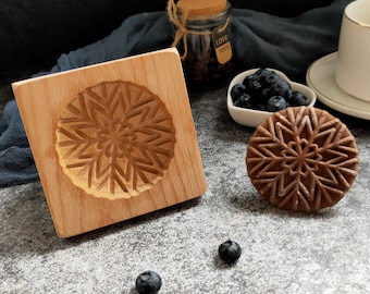 Sunflower Wooden Cookie Mold: Beech Wood Cookie Stamp