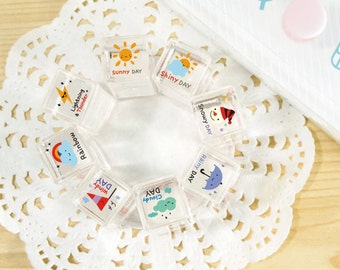 Korean Weather Rubber Stamp Set - Schedule Planner Stamps