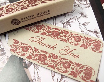 Lace Stamp -- Wooden Rubber Stamp -- Diary Stamp -- Deco Stamp -- Red Style - AH202007