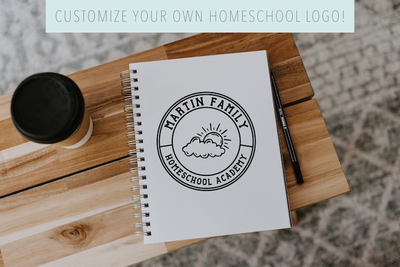 HOMESCHOOL LOGO: Sonnen-Aufkleber, modern, einfach, vorgefertigt und angepasst, Lehrer-Logo, Schullogo, Home-Educator-Logo, Homeschool-Raum Bild 1