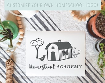HOMESCHOOL LOGO: Homestead, Premade & Customized, Lehrer Logo, Schullogo, Home Educator Logo, Homeschool Room, Handgezeichnete Doodle