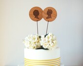 Custom Silhouette Cake Topper make from wood with His and Hers Silhouettes created from your pictures