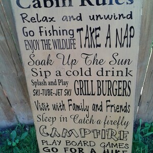 Camp Rules Primitve Wood Sign