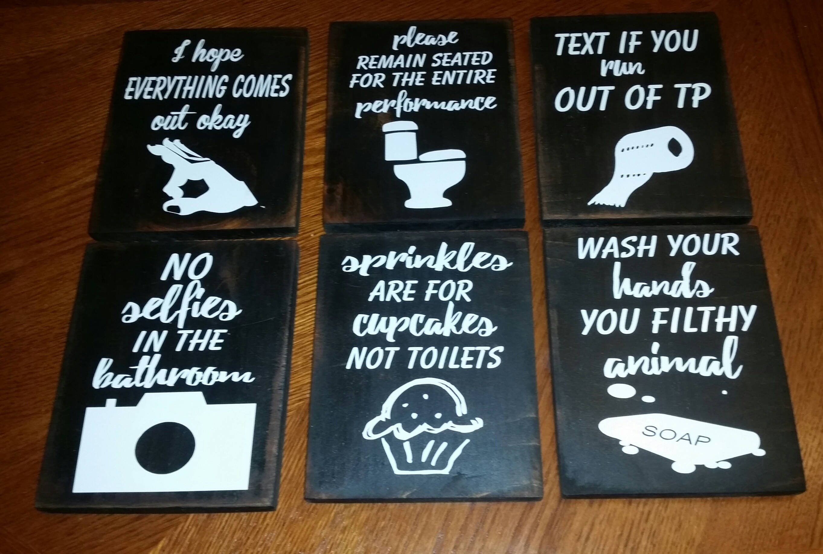 Badezimmer Schild Set Primitve Schilder | Etsy