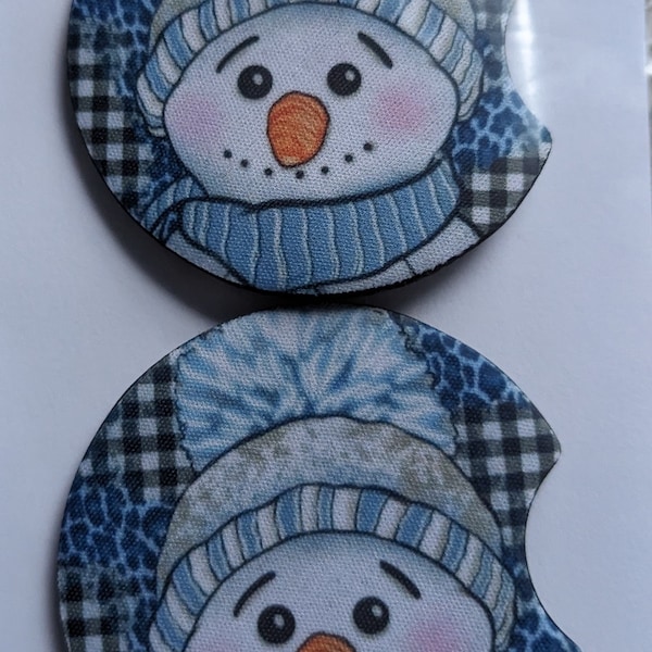 Snowman Car Coasters- Set of 2
