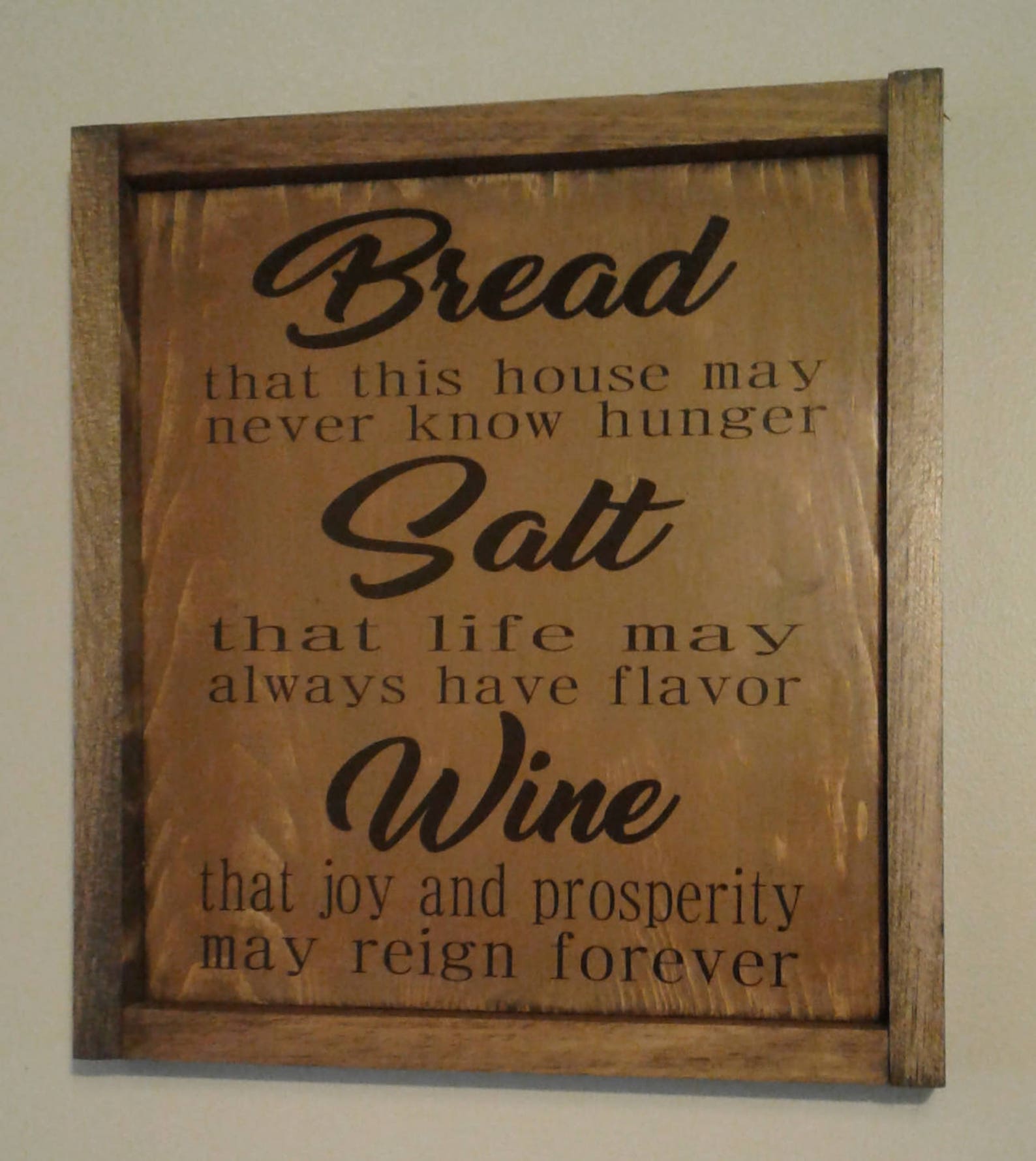 BrotSalzWein Primitve Holzschild Etsy.de