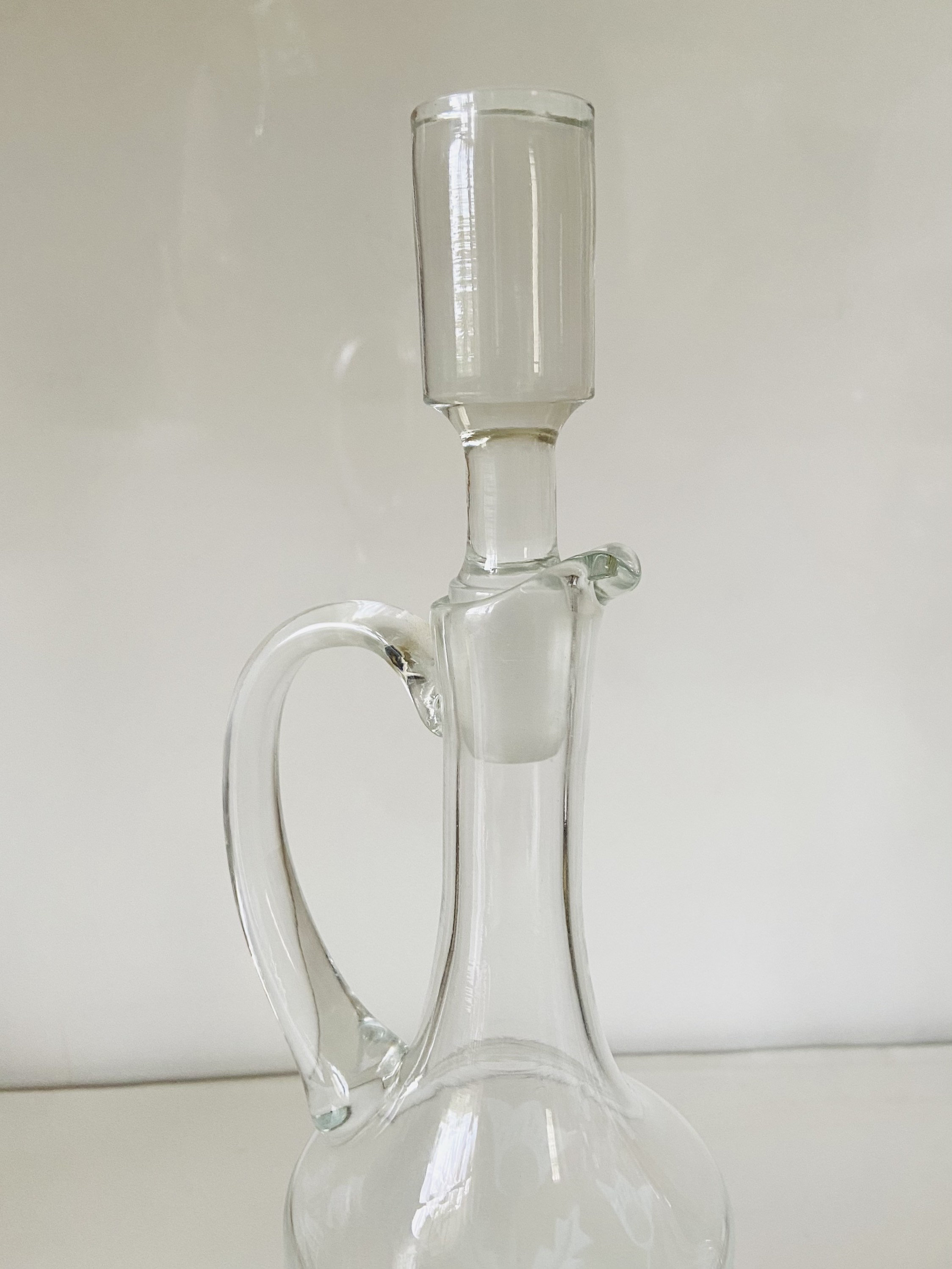 Vintage Glass Decanter with Flower Etchings Etsy