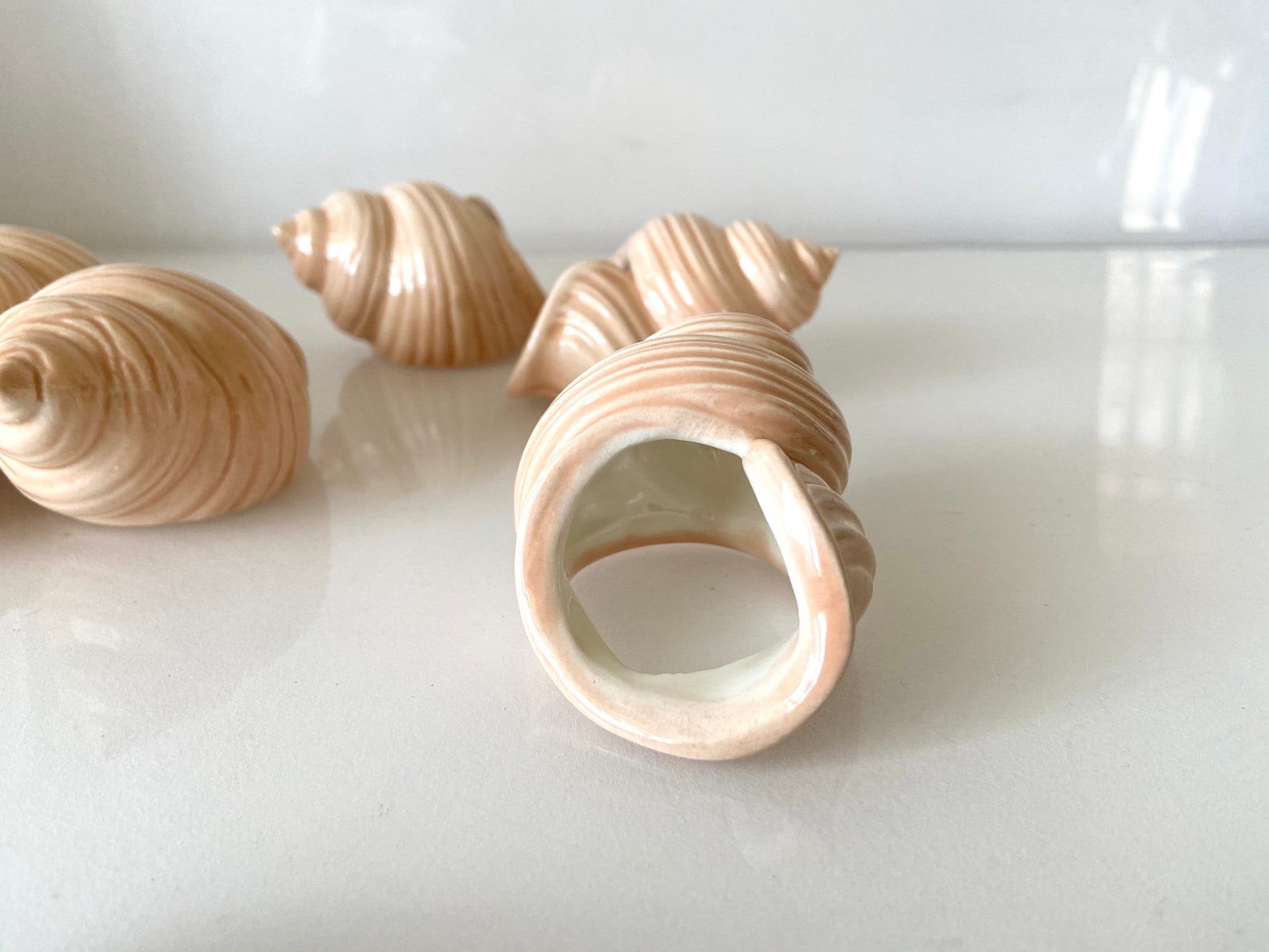 Vintage Ceramic Seashell Napkin Rings Etsy