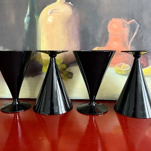 Black Wine Glasses Set of 4 Vintage Cocktail Glasses