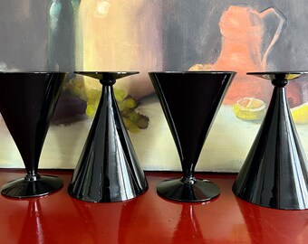Black Wine Glasses Set of 4 Vintage Cocktail Glasses