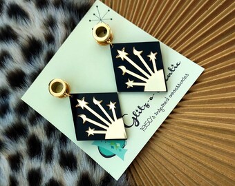 1950s style plugs black & gold art deco pendant glitzomatic