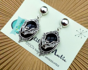 gothic inspired halloween earrings black bats by glitzomatic glitz-o-matic