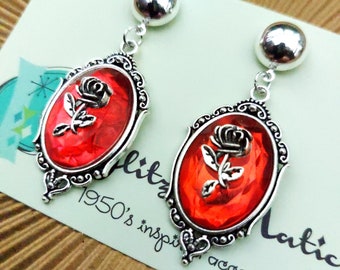 gothic inspired halloween earrings red roses by glitzomatic glitz-o-matic