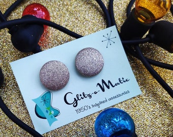 1950s style gold glitter earrings glitz-o-matic