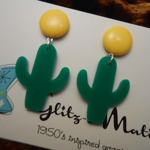 1950s inspired mexican cactus earrings glitzomatic glitz-o-matic