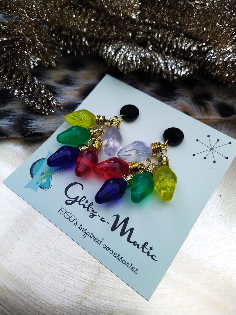 1950s style Christmas light earrings Glitz-O-Matic Glitzomatic image 9