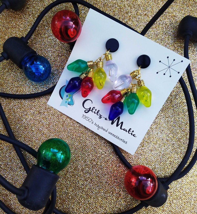 1950s style Christmas light earrings Glitz-O-Matic Glitzomatic image 5