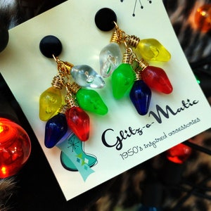 1950s style Christmas light earrings Glitz-O-Matic Glitzomatic image 2