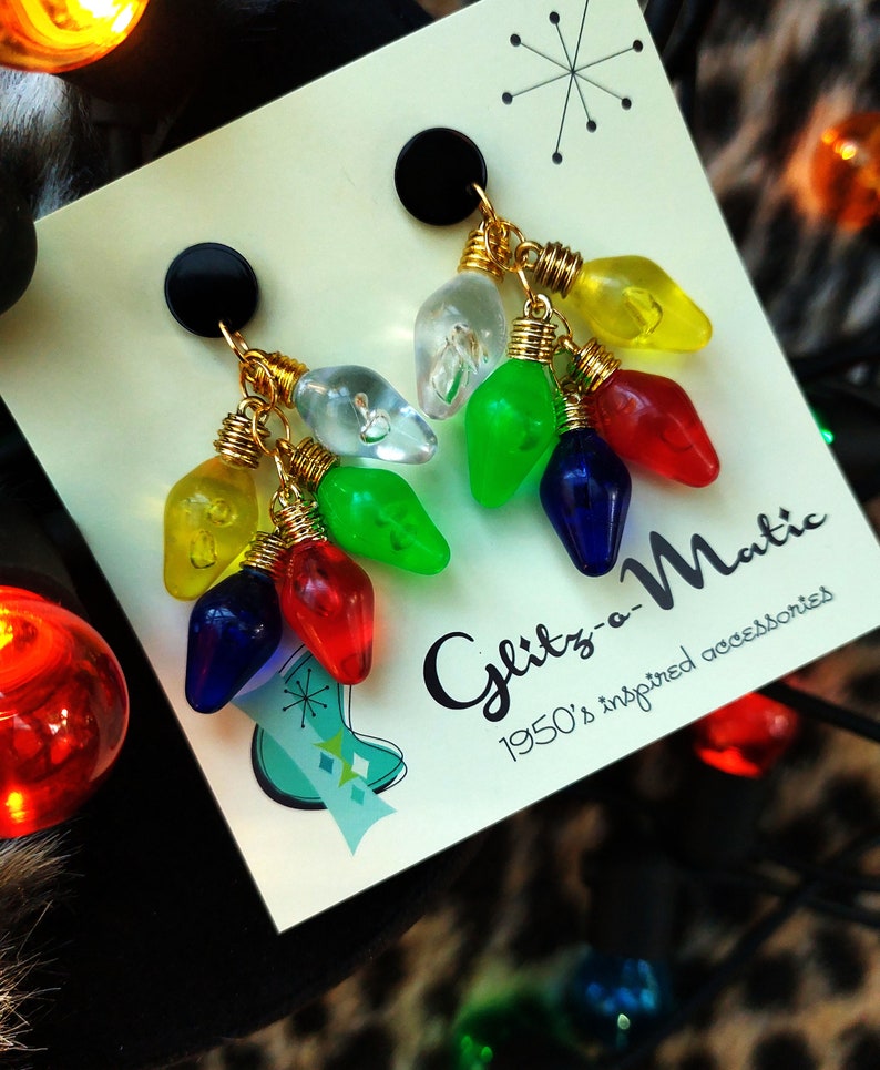 1950s style Christmas light earrings Glitz-O-Matic Glitzomatic image 2