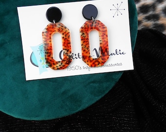 Tiger print rectangle earrings Glitz-O-Matic Glitzomatic