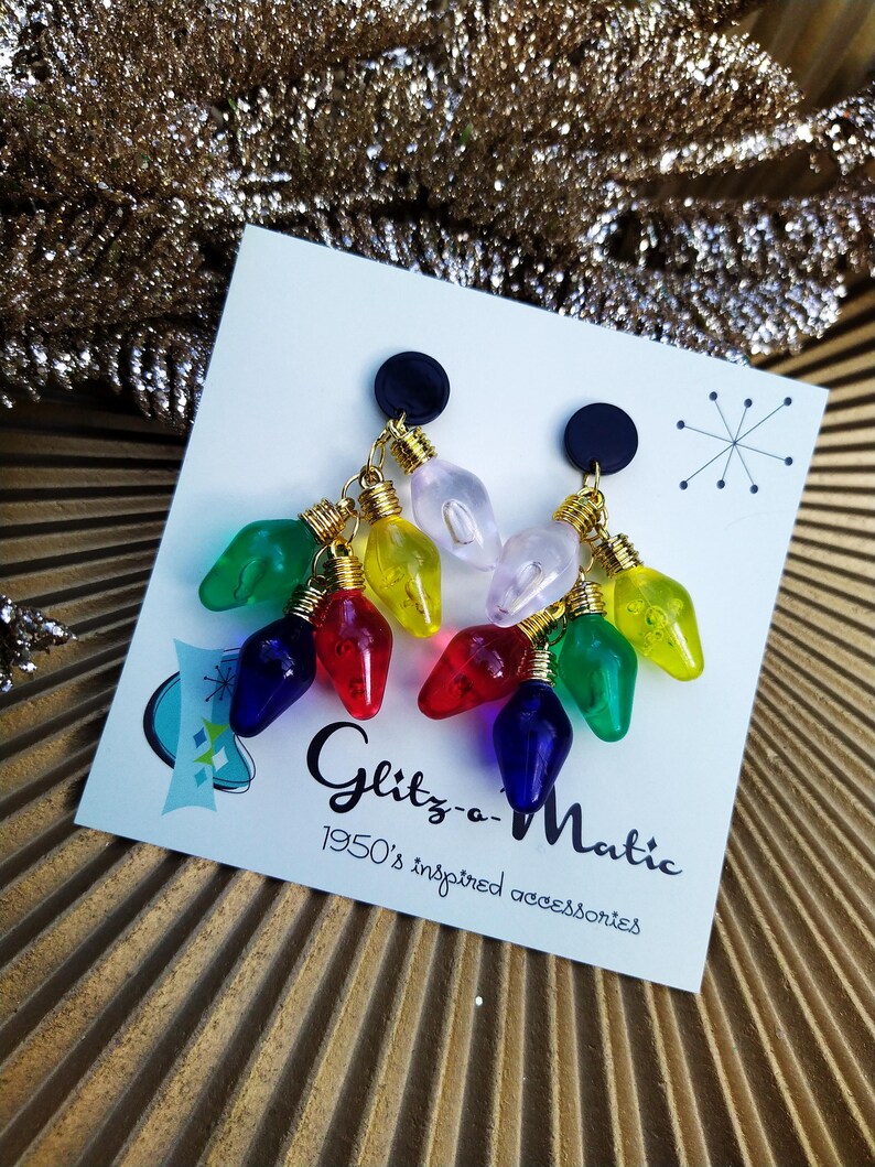 1950s style Christmas light earrings Glitz-O-Matic Glitzomatic image 8